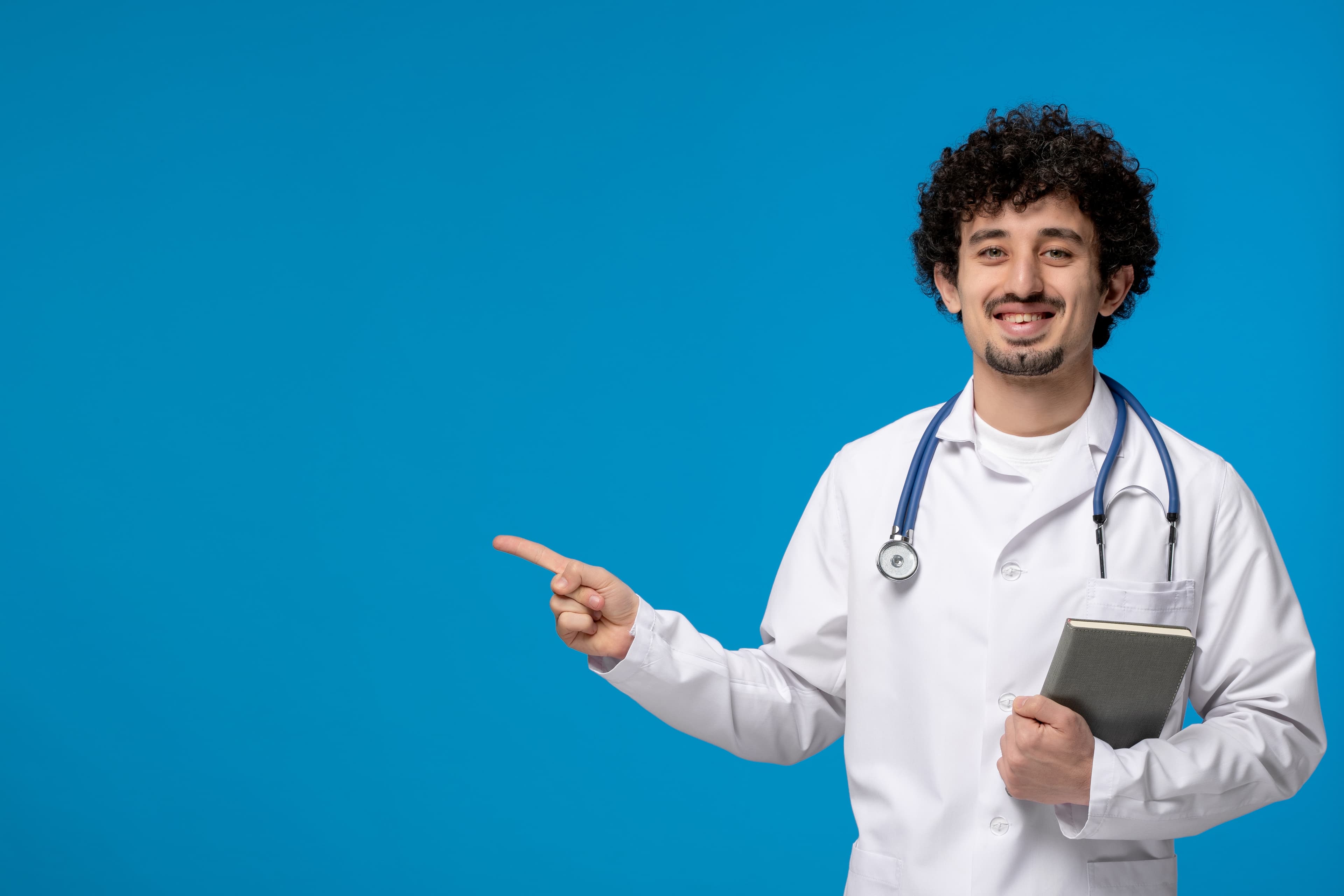 Doctor mentor with a medical admission reference book